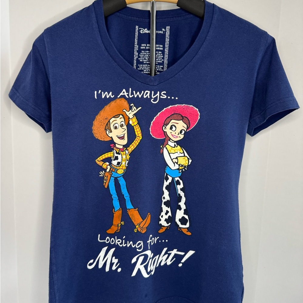 Disney Store Women's Blue V-neck T-shirt Small Short Sleeve Pullover - Toy Story